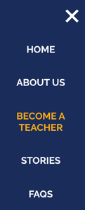 Burger menu "Become a teacher" link in mobile view