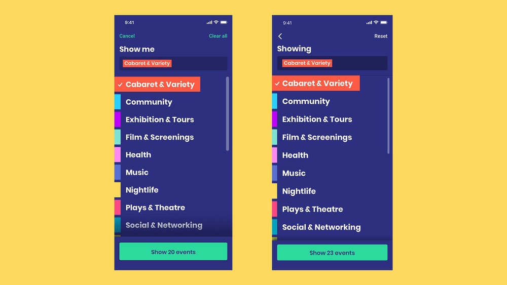 Earlier interface on the left and updated version on the right after usability testing 