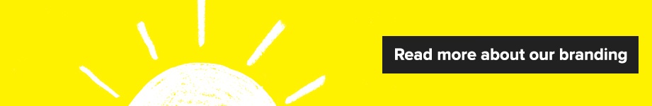 Bright Banner featuring half sun and linking to read more about our branding