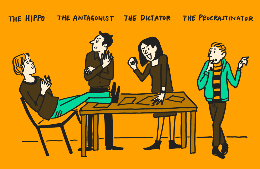 Cartoon of decision makers having a discussion 
