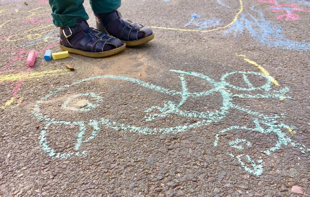  Picture drawn on playground floor in chalk 
