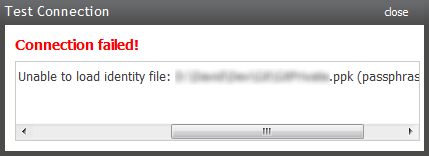 Connection Failed warning box