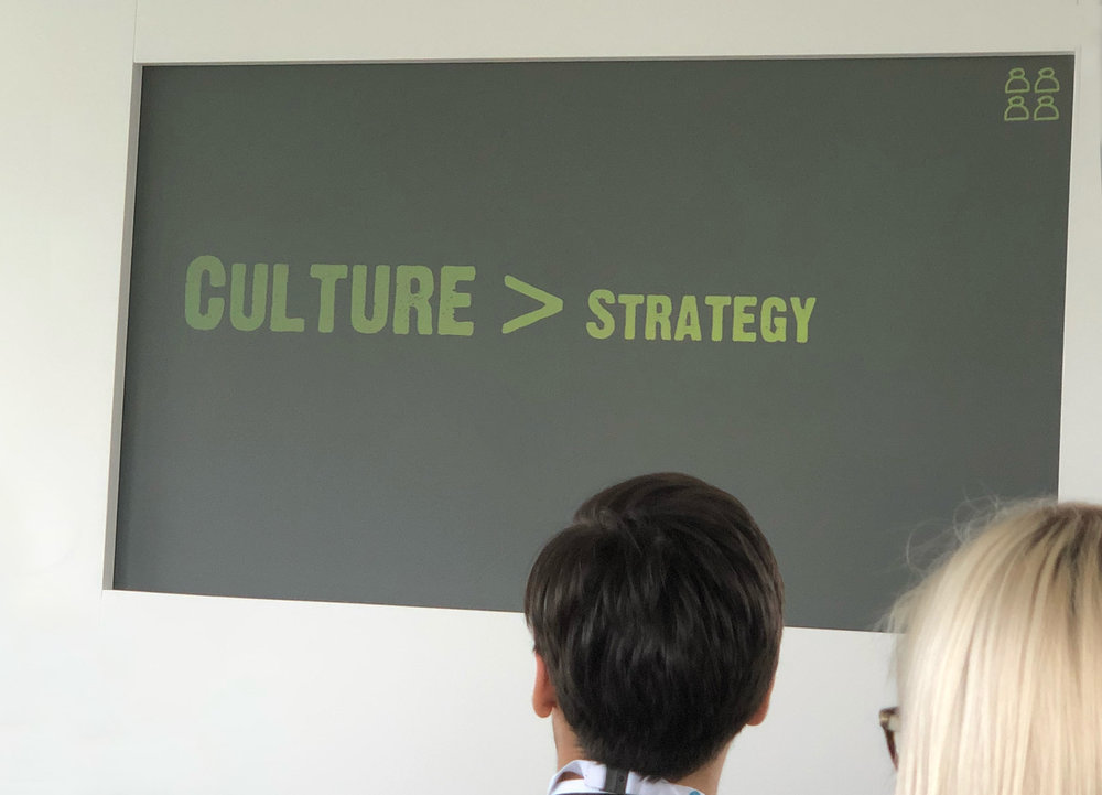  A presentation slide showing that culture is more important than strategy. 
