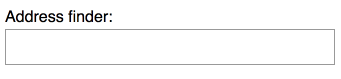  The gif shows the user tabbing into the address finder input box, typing a few letters, tabbing onto the close button then it shows the blue focus outline around the input box again. 