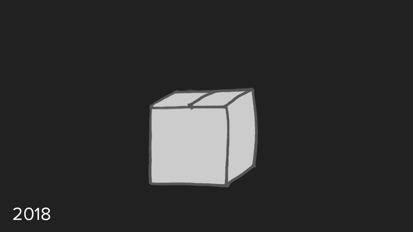 Animation of 47 bursting from a box with bright confetti.